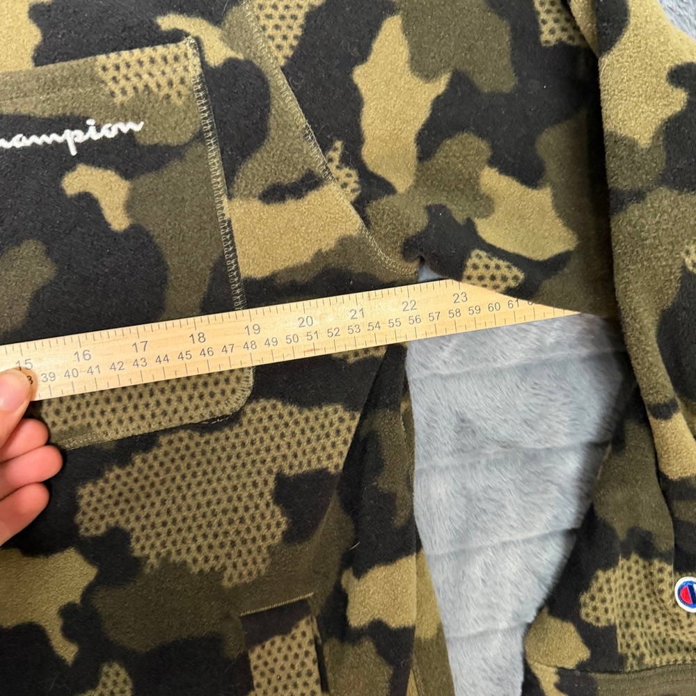 Champion Fleece Shirt Jacket Mens Medium Green Camo Snap Honeycomb V7472P - Picture 3 of 10